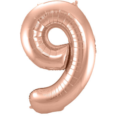 Grote folie ballon cijfer 9 (86cm) - Rosé goud
