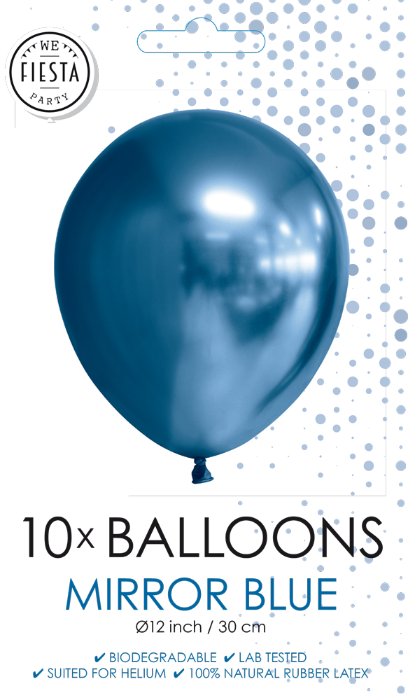Latex ballonnen mirror blauw (31cm) - 10 stuks