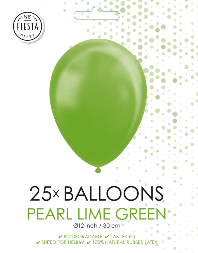 Latex ballonnen parelmoer lime groen (31cm) - 25 stuks