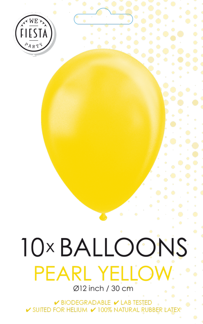 Latex ballonnen parelmoer geel (31cm) - 10 stuks