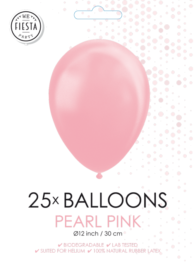 Latex ballonnen parelmoer licht roze (31cm) - 25 stuks