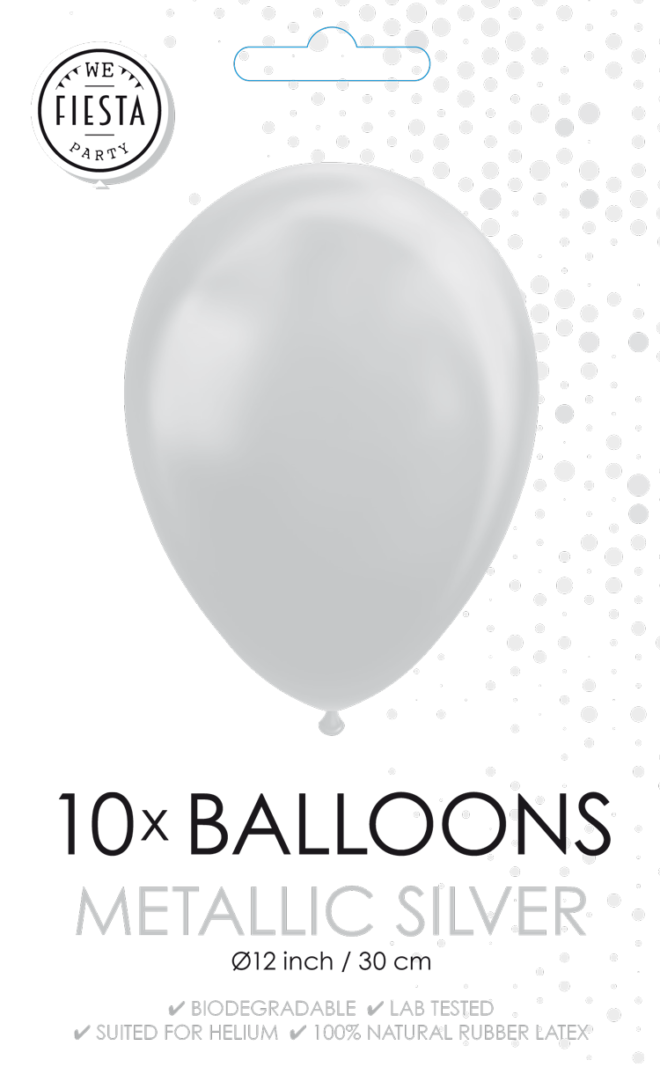 Latex ballonnen metallic zilver (31cm) - 10 stuks