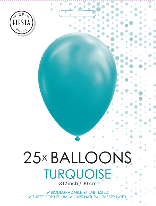 Latex ballonnen turquoise (31cm) - 25 stuks