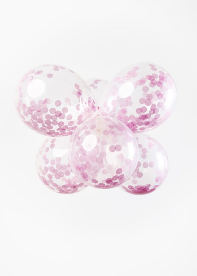Ballonnen met confetti (6st.) - Baby Roze