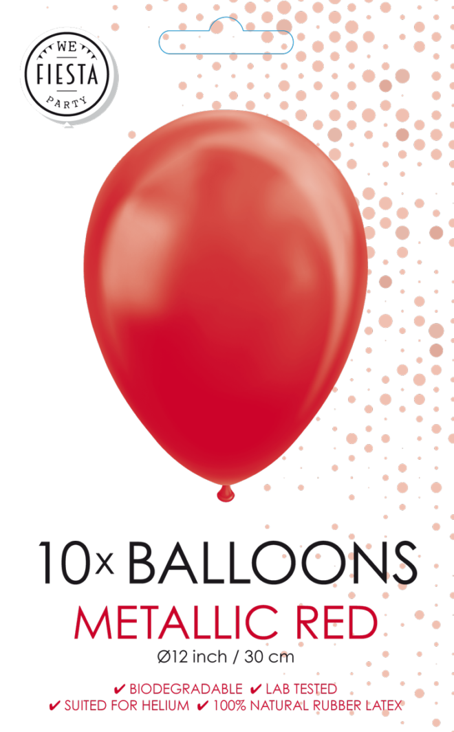 Latex ballonnen metallic rood (31cm) - 10 stuks