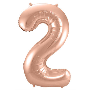 Grote folie ballon cijfer 2 (86cm) - Rosé goud