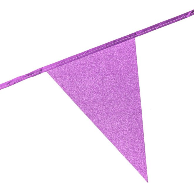 Glitter vlaggenlijn (6m) - Baby Roze