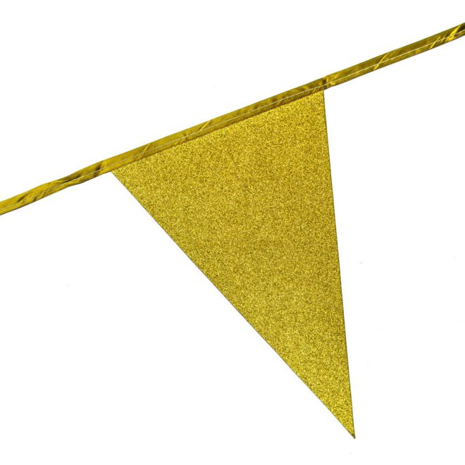 Glitter vlaggenlijn (6m) - Goud