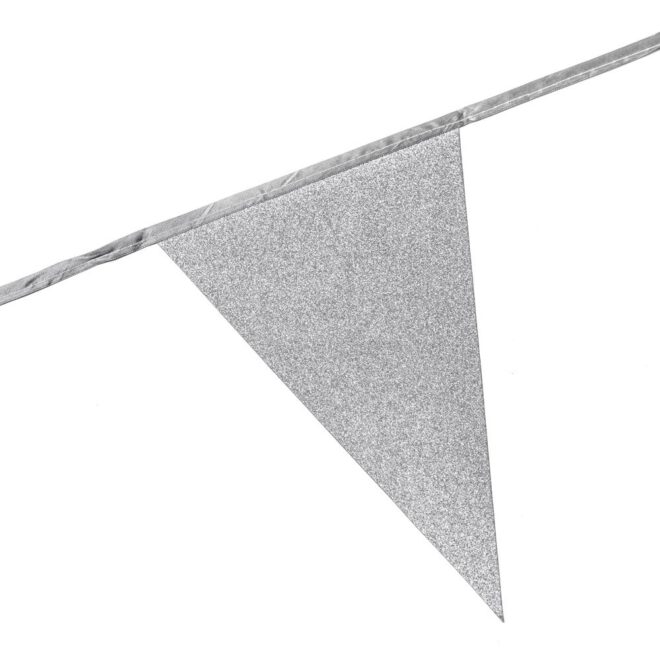 Glitter vlaggenlijn (6m) - Zilver