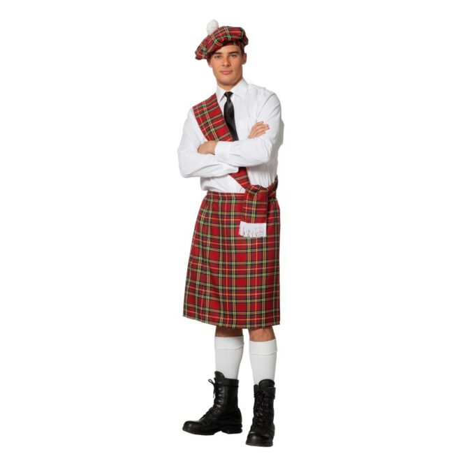Schotse kilt met sjaal en hoed
