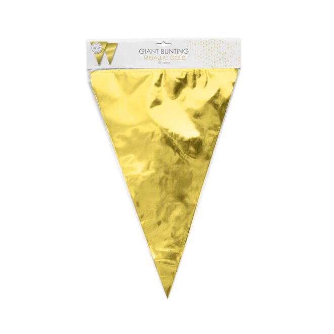 Plastic giga vlaggenlijn (10m) - metallic goud