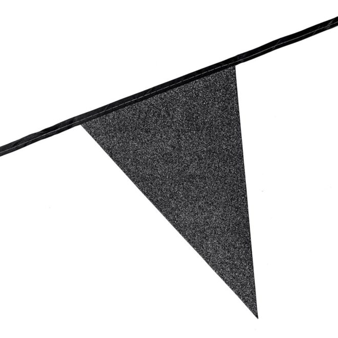 Glitter vlaggenlijn (6m) - Zwart