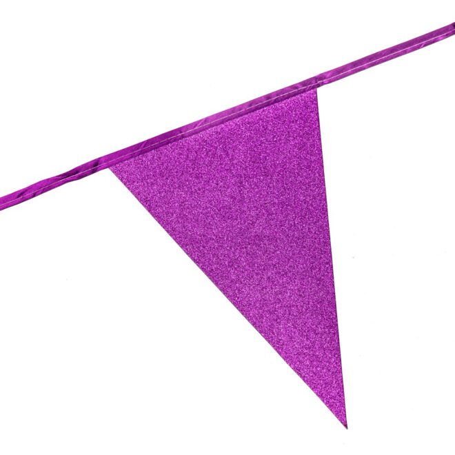 Glitter vlaggenlijn (6m) - fel roze