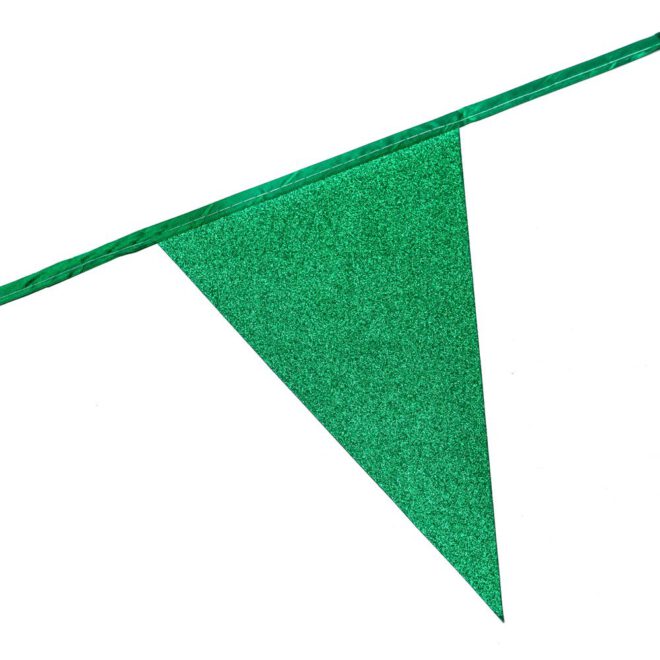 Glitter vlaggenlijn (6m) - groen