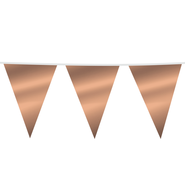 Plastic giga vlaggenlijn (10m) - metallic rosé goud
