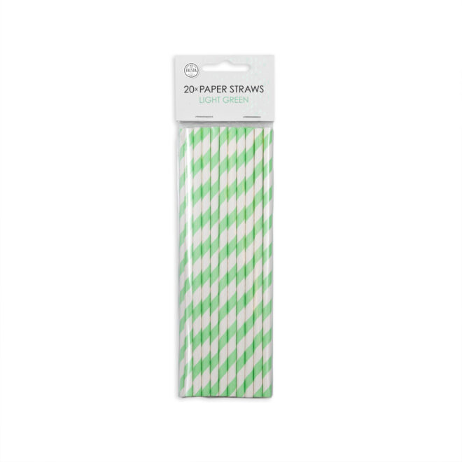 Papieren rietjes gestreept (20st) - limoen groen