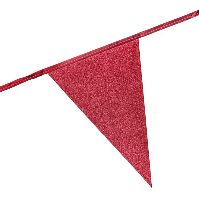 Glitter vlaggenlijn (6m) - rood