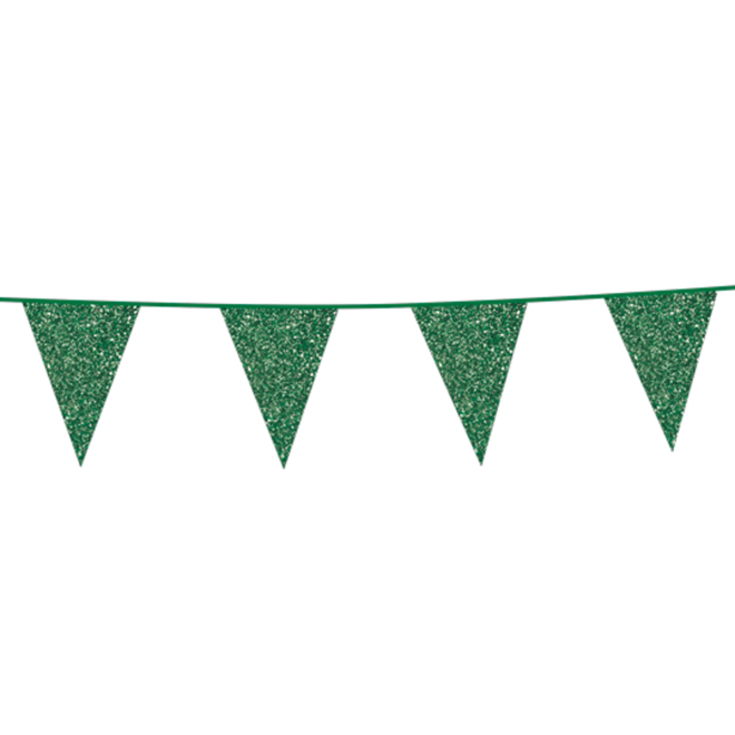 Glitter vlaggenlijn (6m) - groen