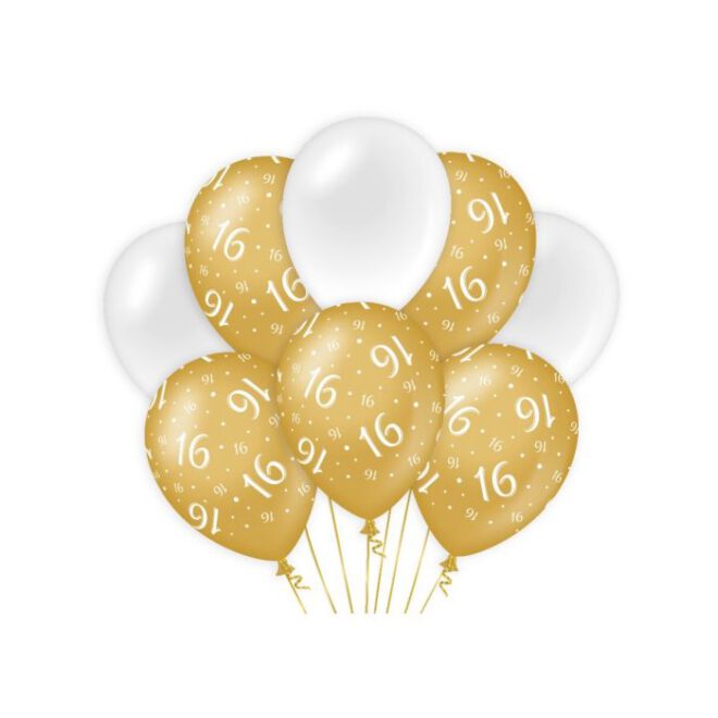 Ballonnen Gold&White - 16 (8st)