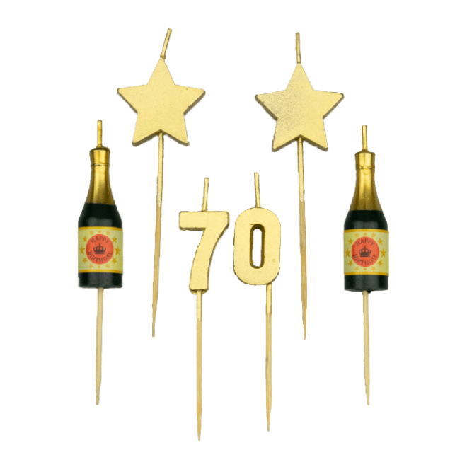 Party taartkaarsjesset (goud) - 70 jaar
