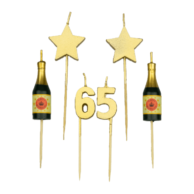 Party taartkaarsjesset (goud) - 65 jaar