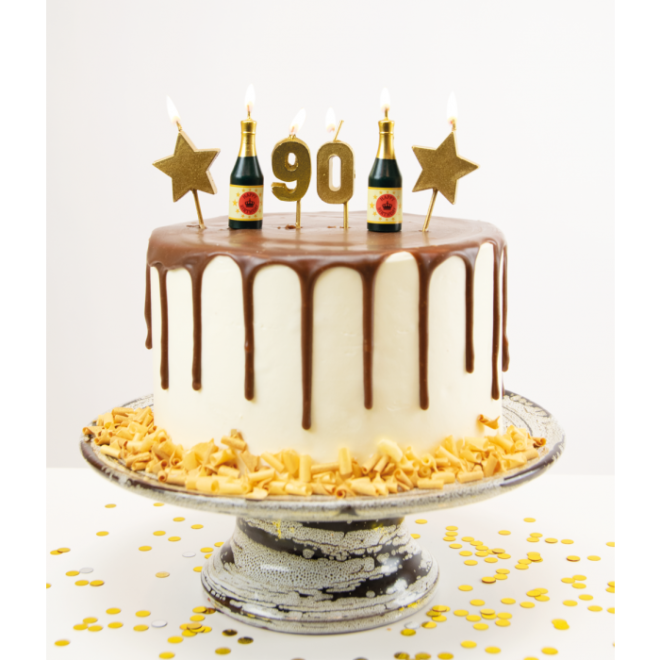 Party taartkaarsjesset (goud) - 90 jaar