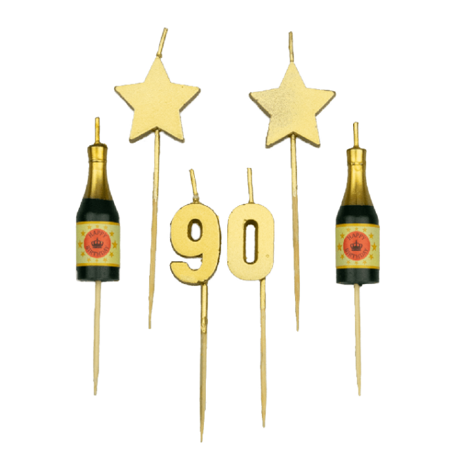 Party taartkaarsjesset (goud) - 90 jaar
