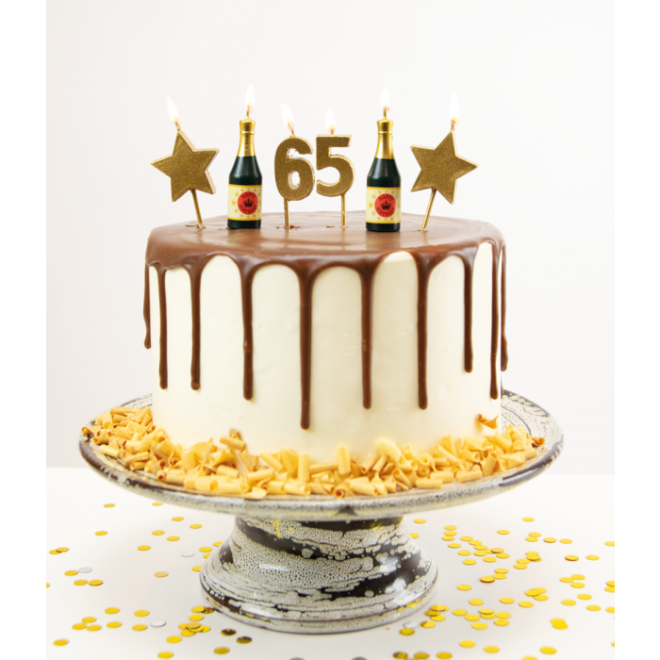 Party taartkaarsjesset (goud) - 65 jaar