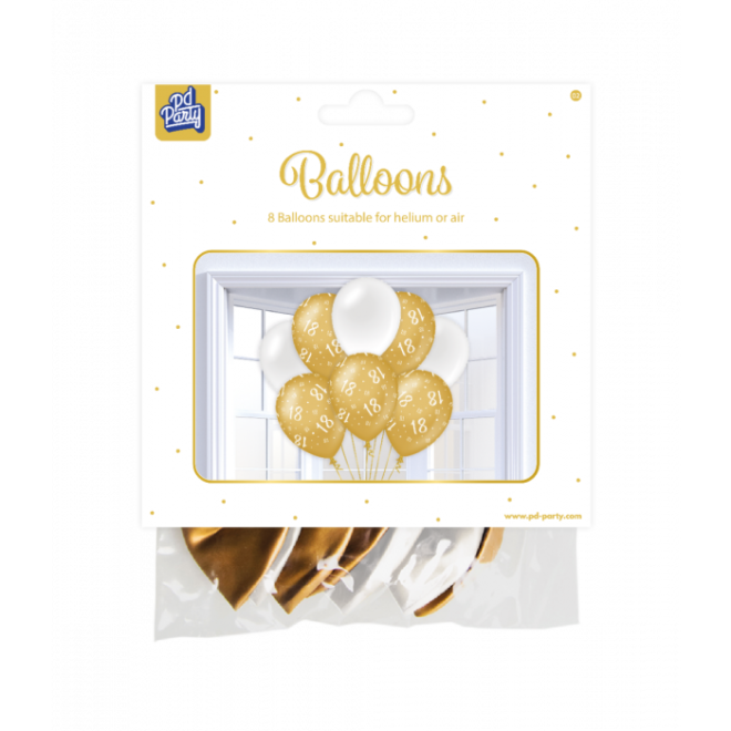 Ballonnen Gold&White - 18 (8st)