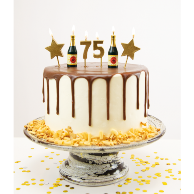 Party taartkaarsjesset (goud) - 75 jaar