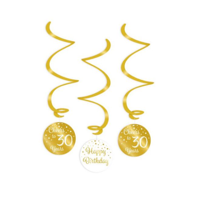 Swirls Gold&White - Cheers to 30 (3st)
