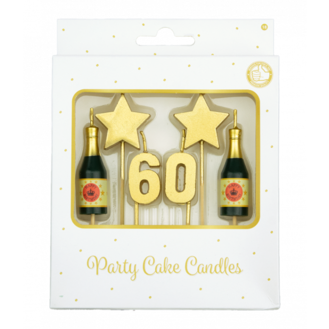 Party taartkaarsjesset (goud) - 60 jaar