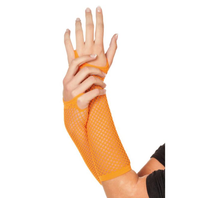 Lange visnet handschoenen Neon Oranje