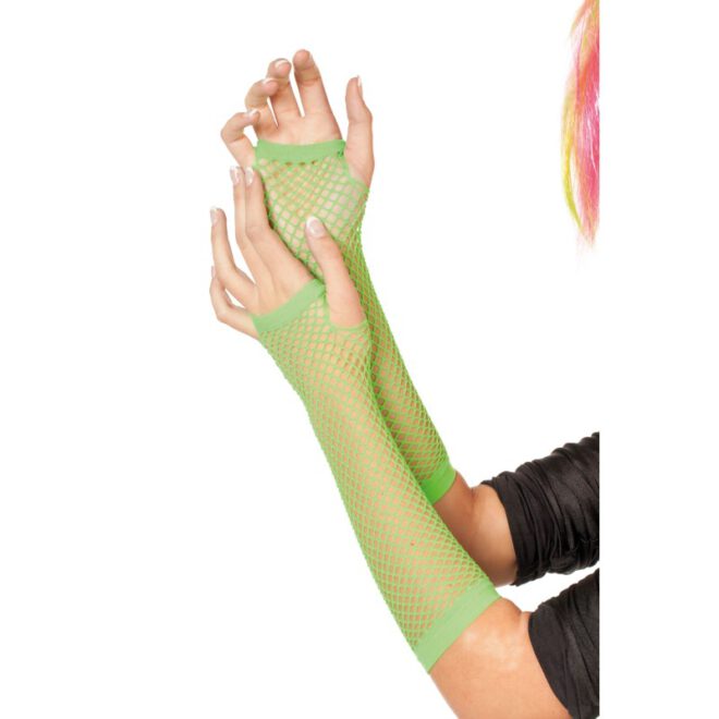 Lange visnet handschoenen Neon Groen