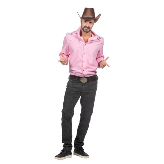 Western party shirt Roze