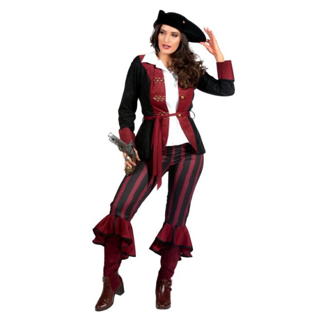 Piraat Dame Burgundy / Zwart
