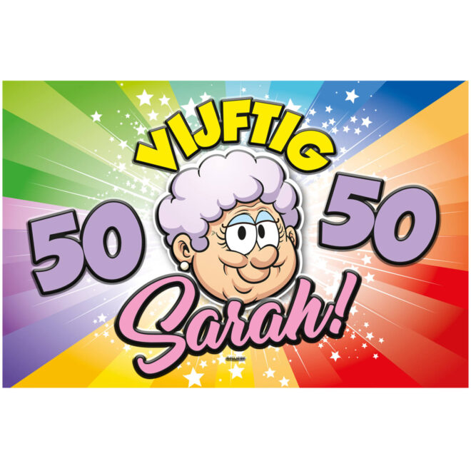 Sarah '50 jaar' 3D deurbord regenboog