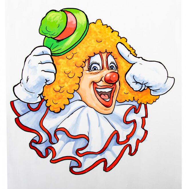 Raamsticker Clown Geel Haar - 32 x 40cm