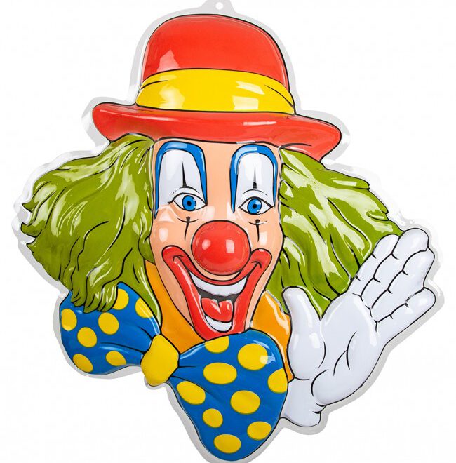Wanddeco Clown groen Haar - 50 x 50cm