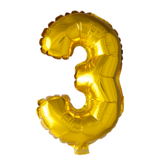 Mini folie ballon cijfer 3 (35cm) - goud