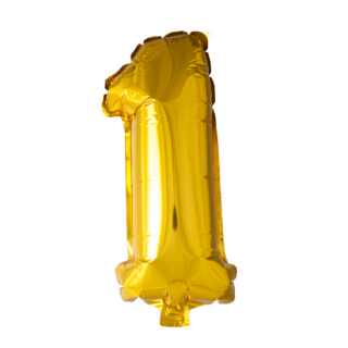 Mini folie ballon cijfer 1 (35cm) - goud