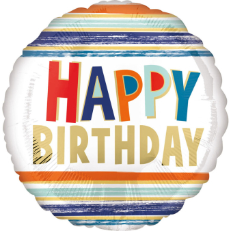 Happy birthday Letters & Stripes folieballon (43cm)