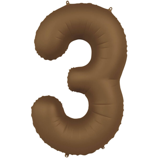 Grote folie ballon cijfer 3 (86cm) - Chocolate Brown