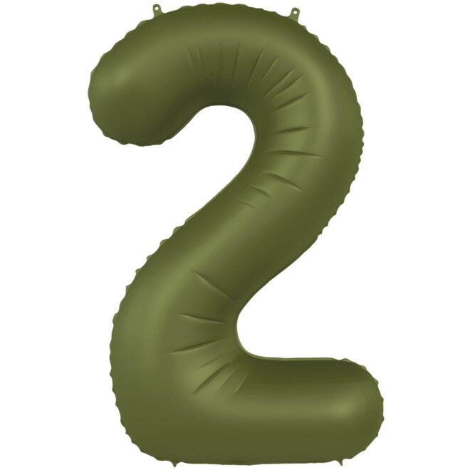 Grote folie ballon cijfer 2 (86cm) - Olive Green