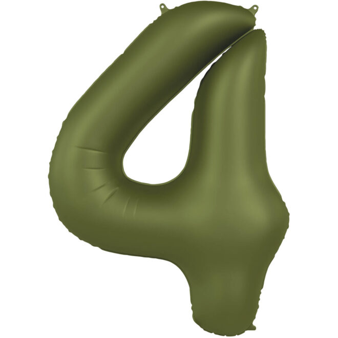 Grote folie ballon cijfer 4 (86cm) - Olive Green