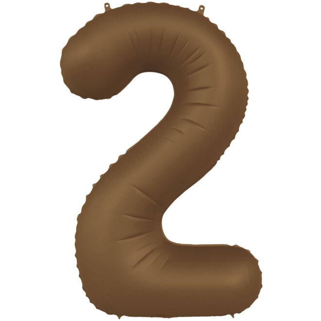 Grote folie ballon cijfer 2 (86cm) - Chocolate Brown