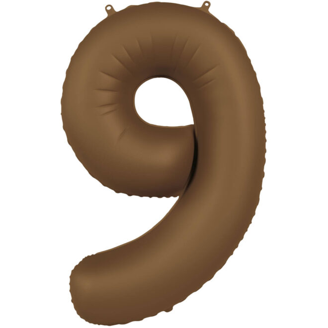 Grote folie ballon cijfer 9 (86cm) - Chocolate Brown