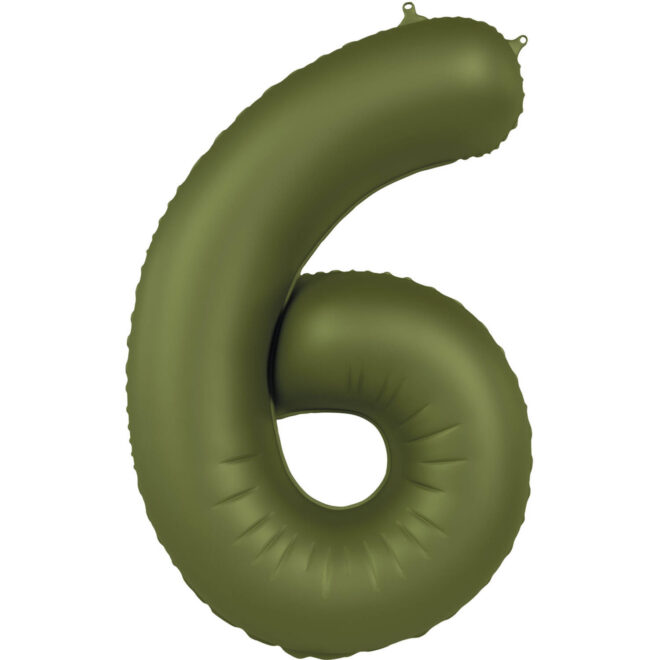 Grote folie ballon cijfer 6 (86cm) - Olive Green