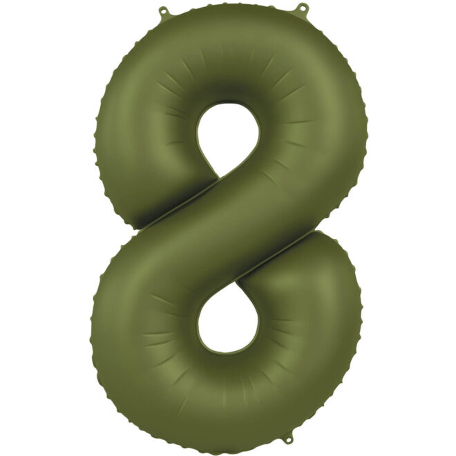 Grote folie ballon cijfer 8 (86cm) - Olive Green