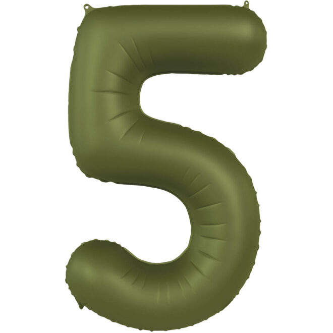 Grote folie ballon cijfer 5 (86cm) - Olive Green